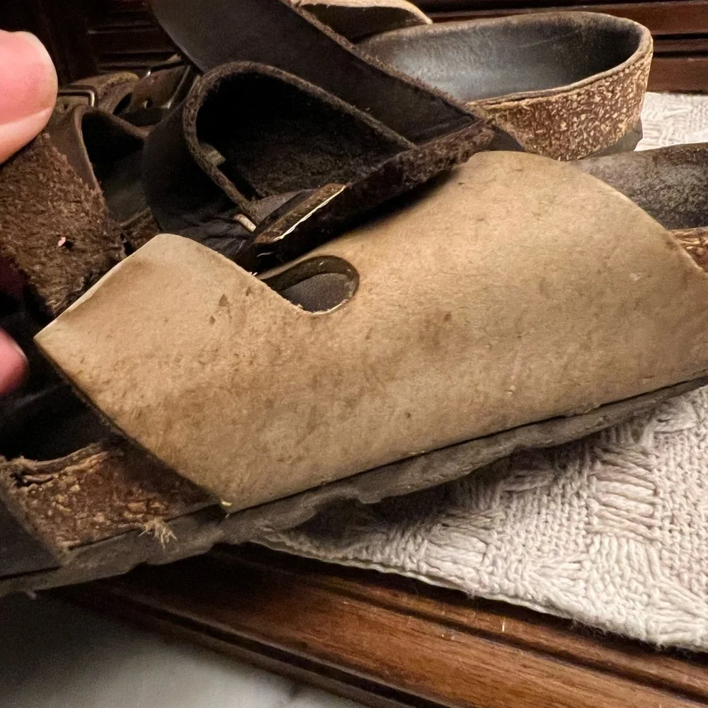 BIRKENSTOCK Classic Florida Soft Footbed Leather Sandals Brown Cream‎ Wms Sz 6.5